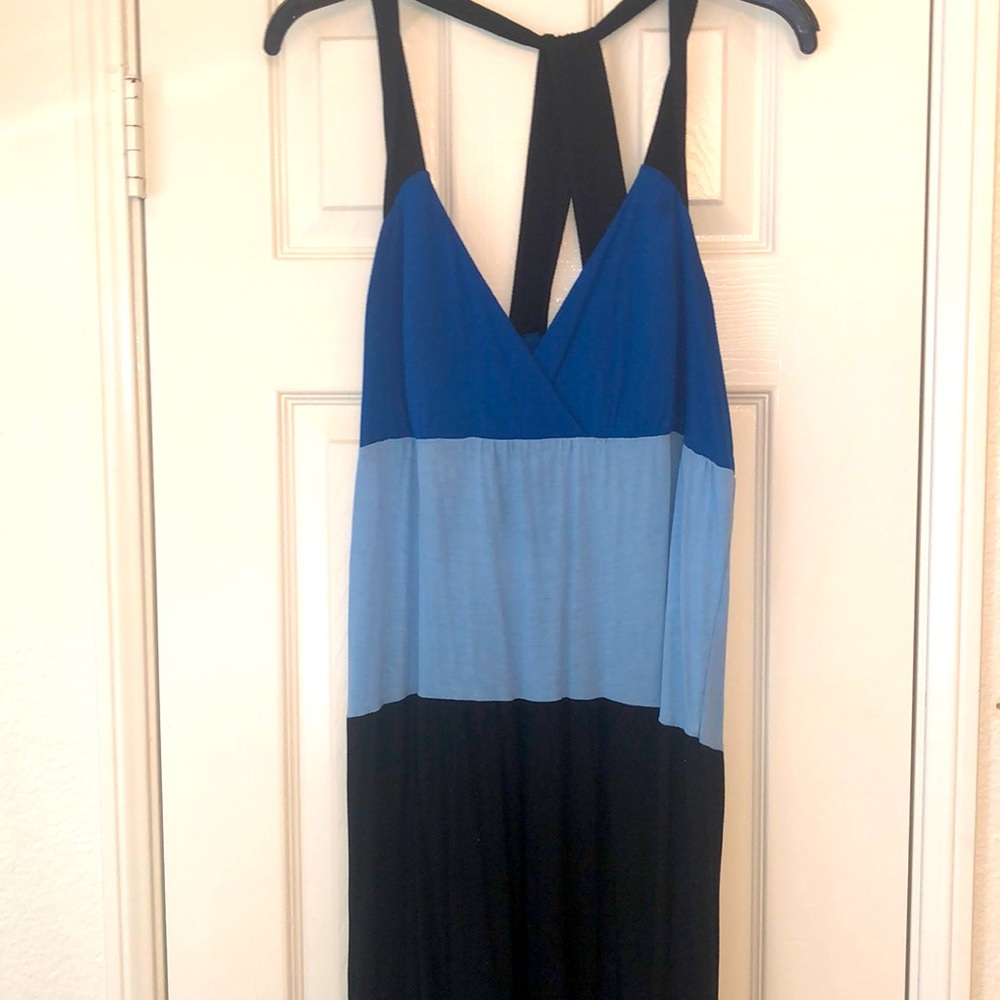 INC BLUE BLK MAXI DRESS SIZE XL